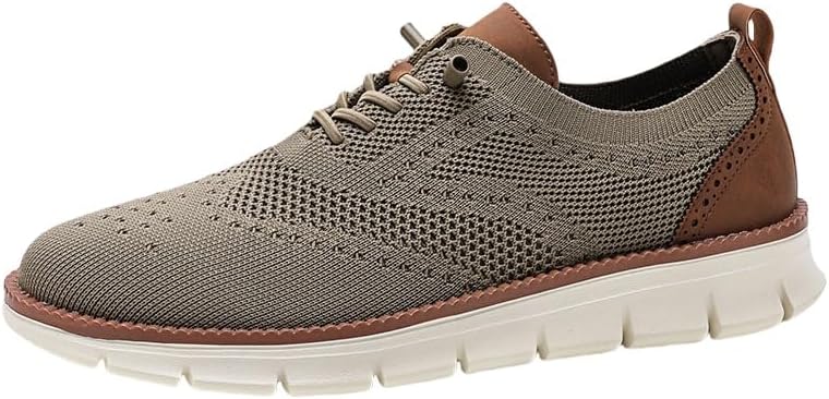 Breeze Shoes for Men Casual Business Oxford Shoes Lace-Up Breathable Comfort Soft Sole Work Sneakers Mesh Footwear Tennis Walking Shoe Fashion Sneakers Daily Commute