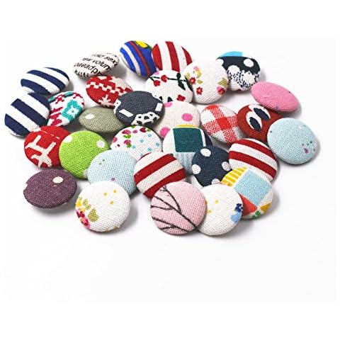 RayLineDo 30pcs Linen Cotton Fabric Buttons Cover