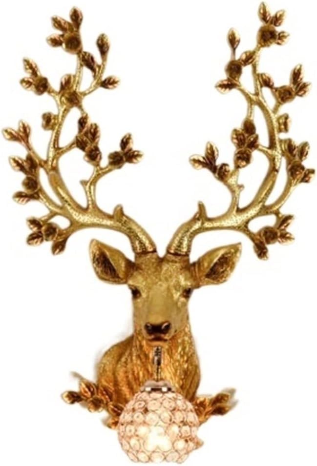 - Antlers LED Wall Sconces European Style Lucky Deer Head Wall Lamp Compatible with Living Room Restaurant Villa Bedroom Corridor Ornament Wall Light