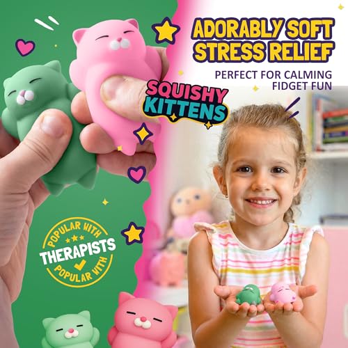 Image of Nutty Toys Squishy Cat Set - 2 inch Soft Silicone Kawaii Kitties, Top Stress Relief Toy 2026 Unique Gifts for Teens Kids Women Men Adults Best Teenage Girls Teen Boy Tween Christmas Stocking Stuffers Idea