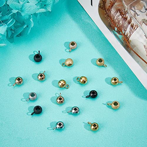 DICOSMETIC 64Pcs 2 Styles 4 Colors Hanger Bail Beads Stainless Steel Bail Tube Beads Frosted Hanger Link Beads for DIY Jewellry Making Hole: 2mm - Image 4