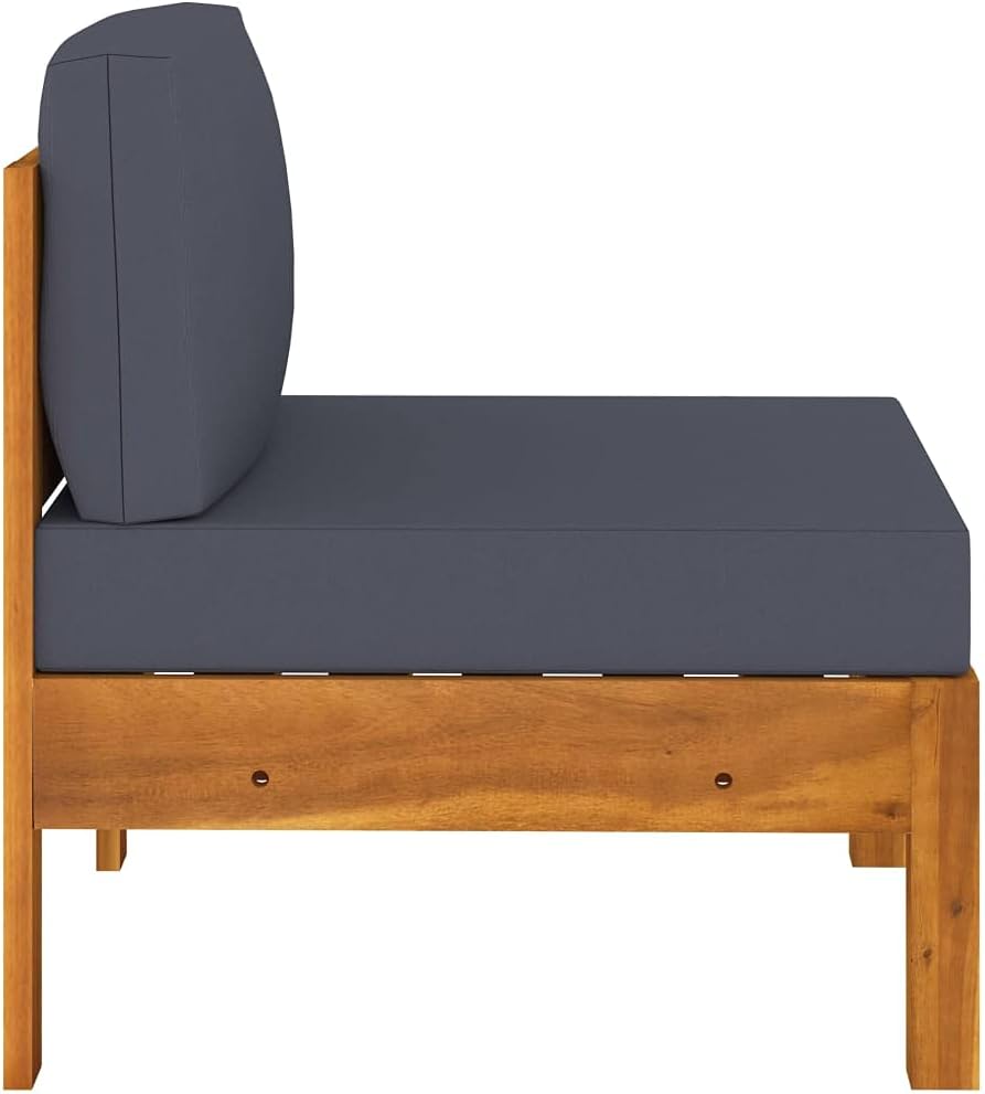 Middle Sofas 2 pcs with Dark Gray Cushions Solid Acacia Woodpatio Set Outdoor Furniture Patio Chairs Patio Furniture setSuitable for Garden Courtyard