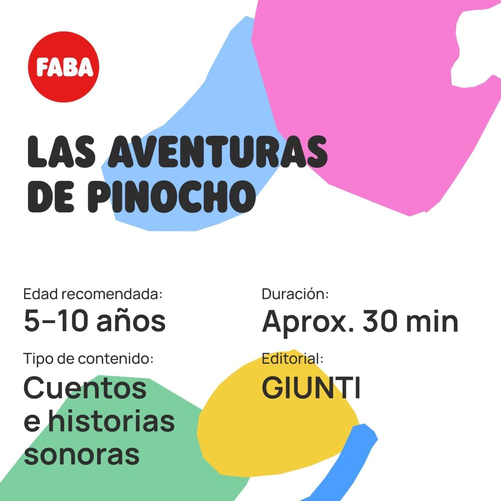 FABA Sound Character – The Adventures of Pinocchio - Tales and Sound Stories - Toys, Educational Content, in Spanish, for Girls and Boys 4-6+