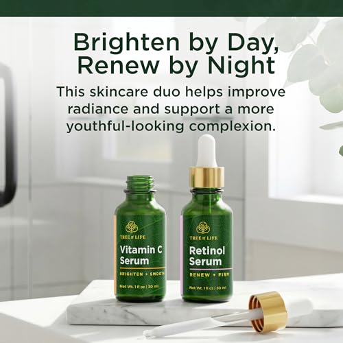 Image of Tree of Life Face Serum Skin Care Set, Vitamin C & Retinol Serum for Face