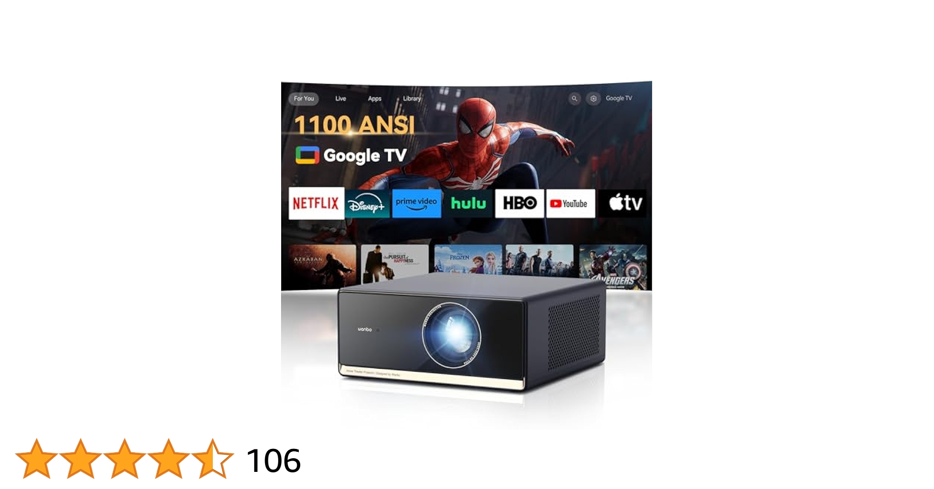 Wanbo X5 Pro プロジェクター1100ANSI・Google TV搭載 Wanbo X5 Pro』レビュー、Google TV搭載、ASA3.0 AI調整対応の高