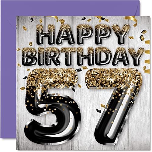 16th Birthday Card for Boys - Black & Gold Glitter Balloons - Happy Birthday Cards for 16 Year Old Boy Son Brother Grandson Cousin, 145mm x 145mm Sixteen Sixteenth Bday Greeting Cards Gift