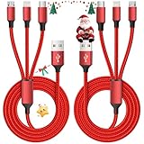 MPATIBY Multi Charging Cable, (2 Pack 4FT) Multi USB Charger Cable 3 in 1 Charging Nylon Braided Fast Charging Cord with Type-C, Micro USB, IP Port for Most Phones/iPhones/Tablets, Red