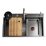 SUS304 Fregadero de barra de acero inoxidable, resistente a los arañazos, fácil de instalar, diseño de grano de arroz, textura de grano de arroz, ideal para bares y bares, 75 x 45 cm