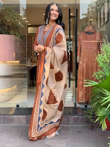 Image of ANNI Designer Women's Rayon Viscose Straight Printed Kurta with Pant & Dupatta Set | Ethnic 3-Piece Readymade Suit for Women | Elegant Festive & Office Wear Traditional Outfit