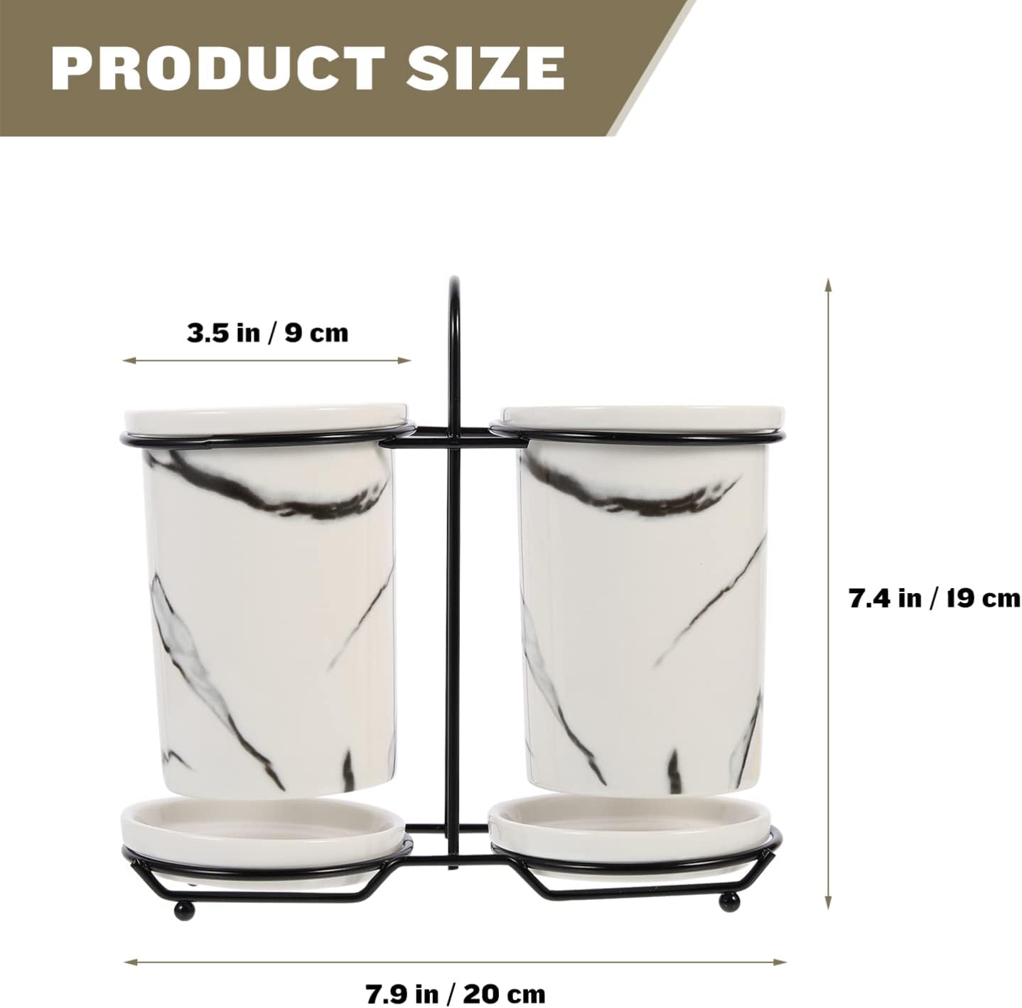 Zerodeko 1set Ceramic Chopsticks Holder and Storage Stand Elegant Dual Compartment Cutlery Organizer for Forks Spoons and Chopsticks Modern Kitchen Decor and Utensil