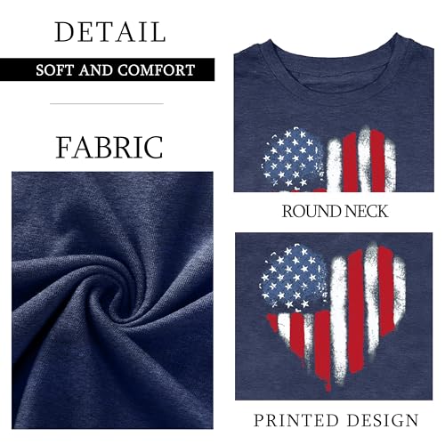 Image of Ithalt 4th of July Outfit Kids Girls American T Shirt USA T-Shirt Fourth of July Tops Patriotic Long Sleeve Tops