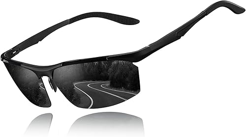 CARFIA Gafas de sol polarizadas deportivas para hombre, protección UV, ultraligeras, Al-Mg, golf, pesca, al aire libre