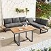 Xwiny Gartenmöbel Set, Lounge Möbel Outdoor mit Neigungsfunktion bis 55°, 5-Teiliges, 2 Doppelsofa-Sofa, 1 Einzelsofa, 1 Ecksofa Set, 1 Tisch, Verzinktem Eisengestell, Alle Kissen Inklusive (Grau)