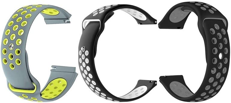 TechMount Dual Color Dotted Sports Silicone Strap Compatible with 20MM Smartwatch Pack Of 3 (20MM SMARTWATCH DOTTED STRAP, BLACK-GREY/BLACK WHITE/GREY-VOLT)-image-16