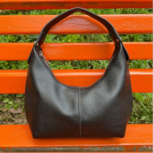 Image of Hobo Women's PU Leather Shoulder Tote Clutch Crescent Slouchy Bag with Zipper Closure and Top Handle