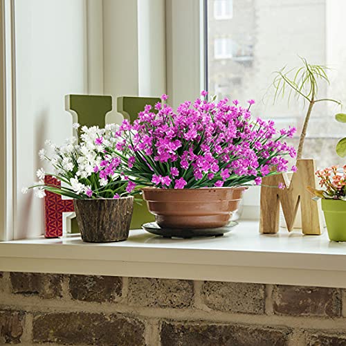Urstoud 6Pcs Artificial Flowers,Fake Greenery Faux Plastic Bushes Fake Shrubs Uv Resistant No Fade Faux Plastic Plants For Wedding Hanging Bouquet Indoor Outdoor Home Garden Office Table Vase(Fuchsia) #TOP2