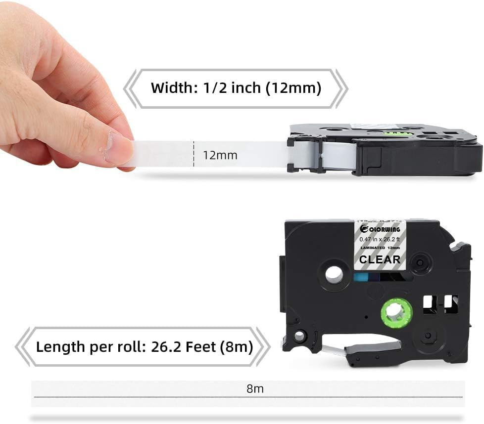 Miniatura 6 de Cinta Tz de 0.472 in 0.47 transparente laminada TZe-131 compatible con Brother P Touch cinta de etiquetas transparente TZ131 para Brother P-Touch