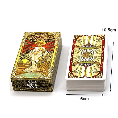 wuxafe 78 Teile, Goldenes Jugendstil-Tarot, Tarotkartendeck, Interaktives Brettspiel, Divination-Spielkarten,mit Bunten… – Bild 6