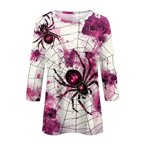 Cute Funny Halloween Shirts for Women Plus Size 3/4 Length Long Sleeve Womens Tops Witch Gothic Renaissance Shirt