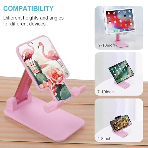 Support de téléphone pliable motif flamant rose réglable pour bureau iPhone et Android