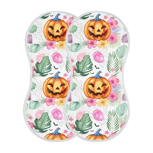 Pumpkins Flowers Fun White Burp Cloths for Babies Burp Rag Cotton Spit Up Rag for Infant Newborn Baby