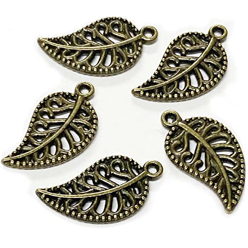 Heather's cf Craft Supplies 100Pcs Bronze Small Hollow Filigree Leaf