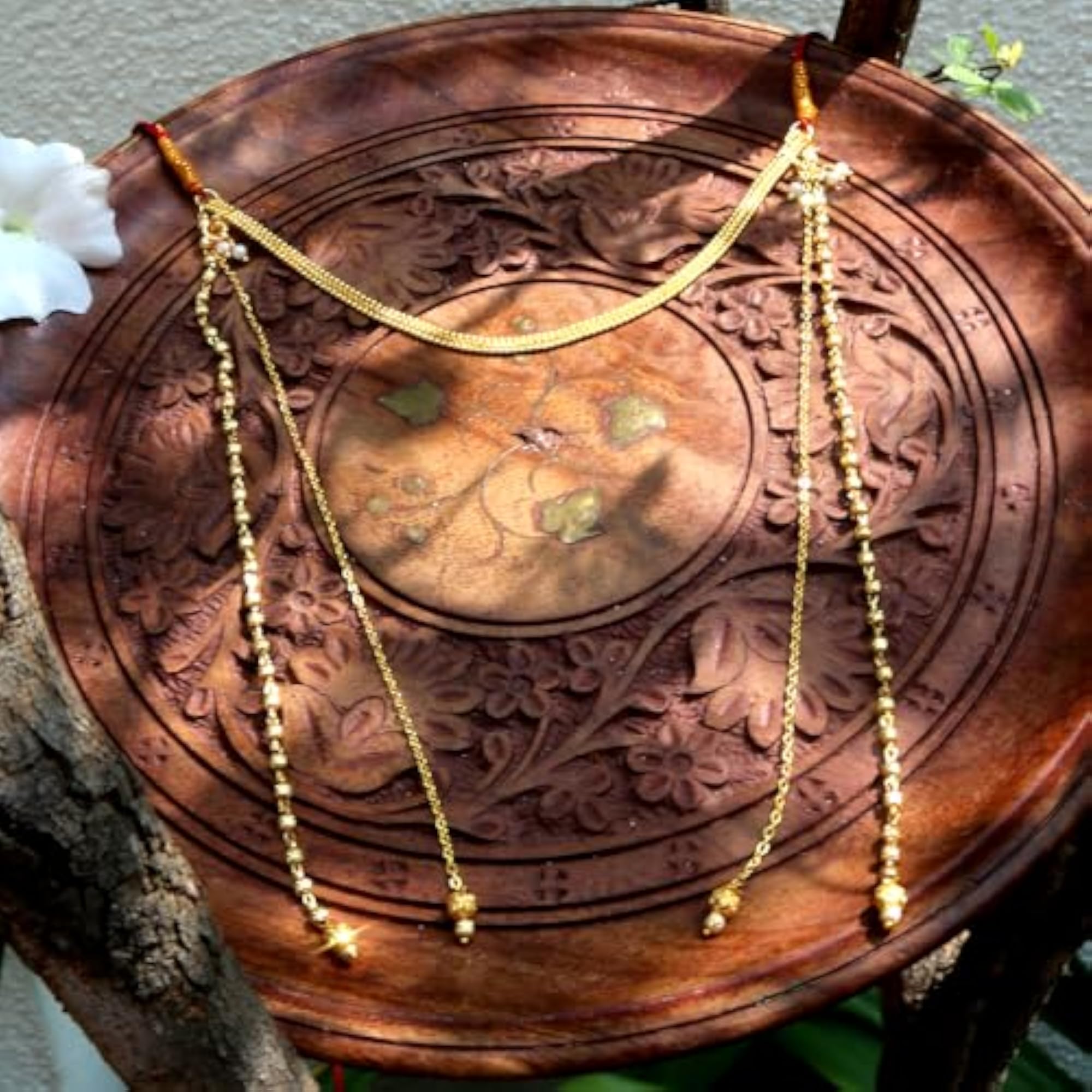 Golden Beaded Mundavaya for Marathi Weddings