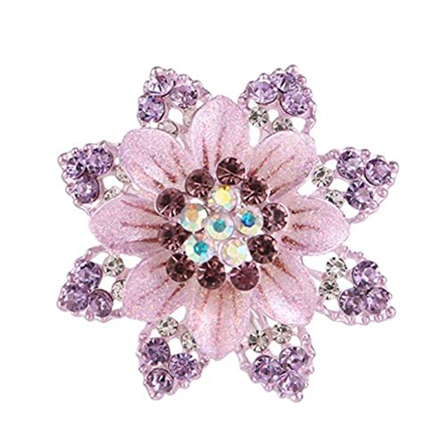 Broches émail fleur strass couleur argent pour femmes et mariages