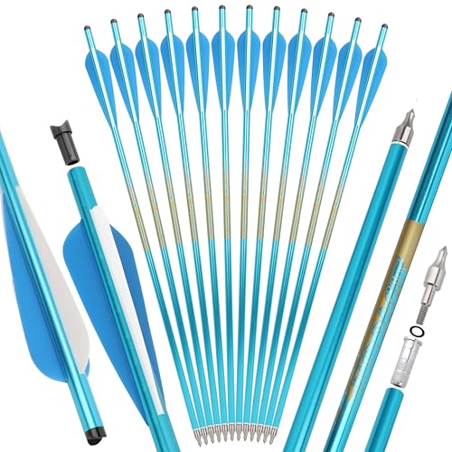 surwolf Crossbow arrows 20"&22" Archery Aluminium Crossbow Bolt, Hunting Aluminium Arrow for Crossbow with 4" Vanes Hunting Crossbow Arrows 12pcs