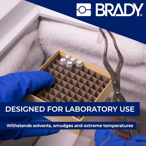 Image of Brady FreezerBondz Polyester Pre-Sized Labels for Label Printer BMP51 /BMP53 /M511-180 Self Adhesive Printer Labels - Black on White (44,45 mm (W) x 25,40 mm (H)) - M5-125-490