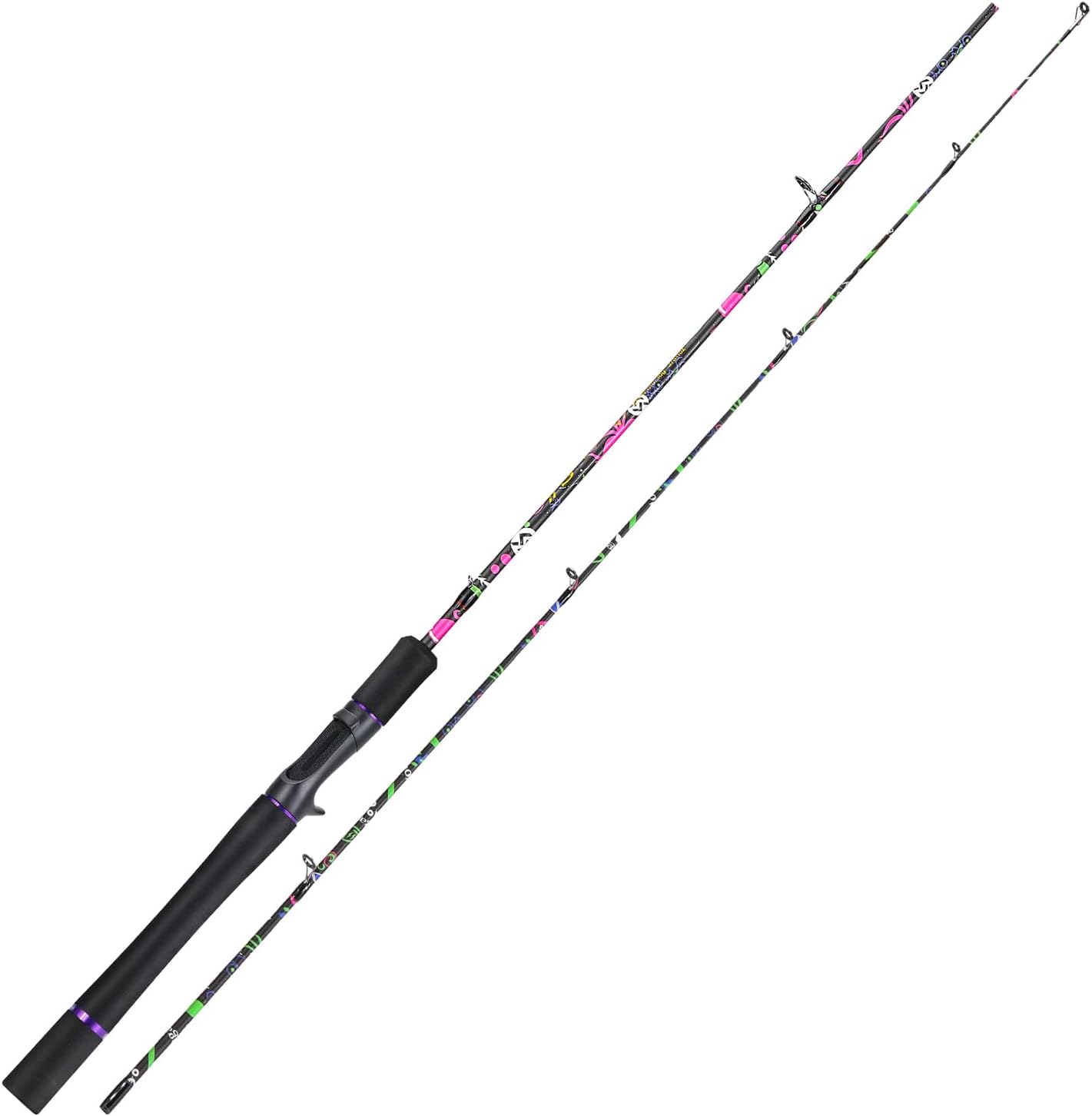 Sougayilang Fishing Rod, 2-Piece Graphite Composite Blank/Fiber Glass Spinning & Casting Rod with EVA Grip, Smooth Transition Fishing Pole