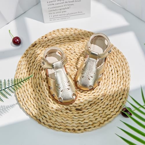 Image of ESTINE Toddler Girls Little Kids Close Toe Sandals - Flower Girl Dress Flats Summer Shoes