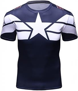 bero Men's Compression Sport Tight Shirt Movie Captain Hero Training Workout Base Layers T-Shirt…