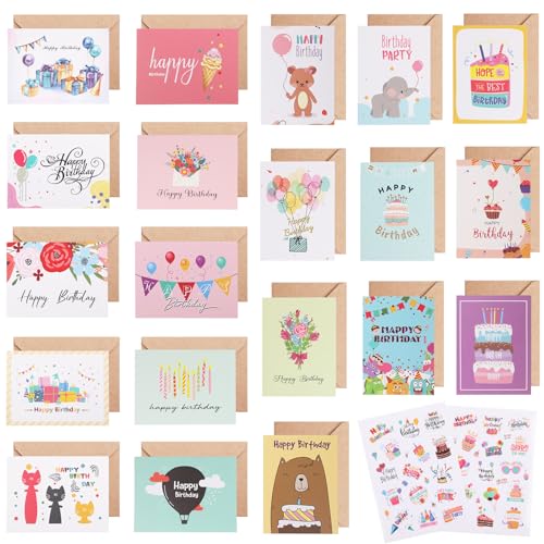 La Mejor Selección de Tarjetas de felicitación los más recomendados. 44 Hianjoo Tarjetas de Cumpleaños Surtidas 20 Piezas, 10x15cm Tarjetas de Felicitación de Cumpleaños con Sobres+Pegatinas, Tarjetas Regalo en Blanco para Marido Mujer Madre Padre...
