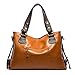 Color Scissor Womens PU Leather Smooth Roomy Shoulder Bag Crossbody Handbags Brown