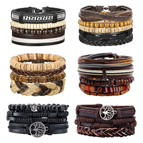 BEIBXHQQ 24 Men's Bracelets - Leather, Rope & Viking Styles for Any Occasion