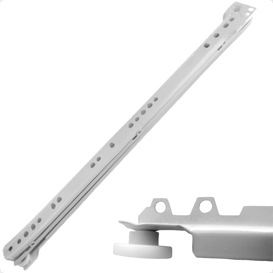 Corrediça Comum Para Gaveta 40cm 1 Par Trilho De Apoio Branca