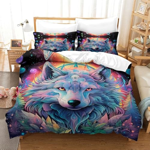 Parure de lit corbeau 3d 200x200cm housse couette microfibre super douce - 3