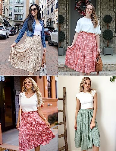 MEROKEETY Women's Boho Leopard Print Skirt Pleated A-Line Swing Midi Skirts - Image 7
