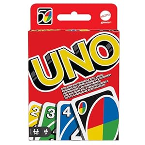 UNO – Classic Colour & Number Matching Card Game – 112 Cards – Customizable & Erasable Wild – Special Action Cards Included – Gift for Kids 7+, W2087