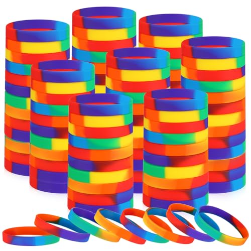Image of Liliful 100 Pcs Silicone Rubber Wristbands Rubber Wristband Bracelet Bands for Silicone Wristbands for Women Men(Mixed Color)
