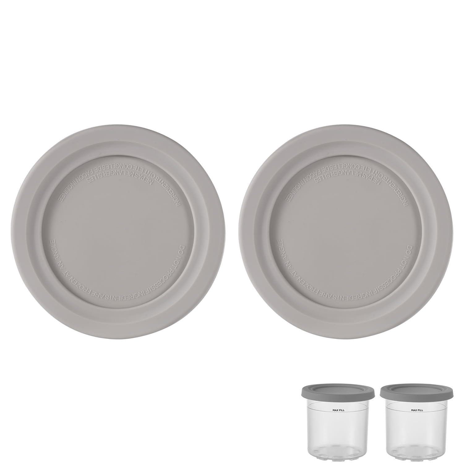 Couvercle silicone pour Ninja Creami NC301 lot de 2 rechanges gris de 11.5 cm