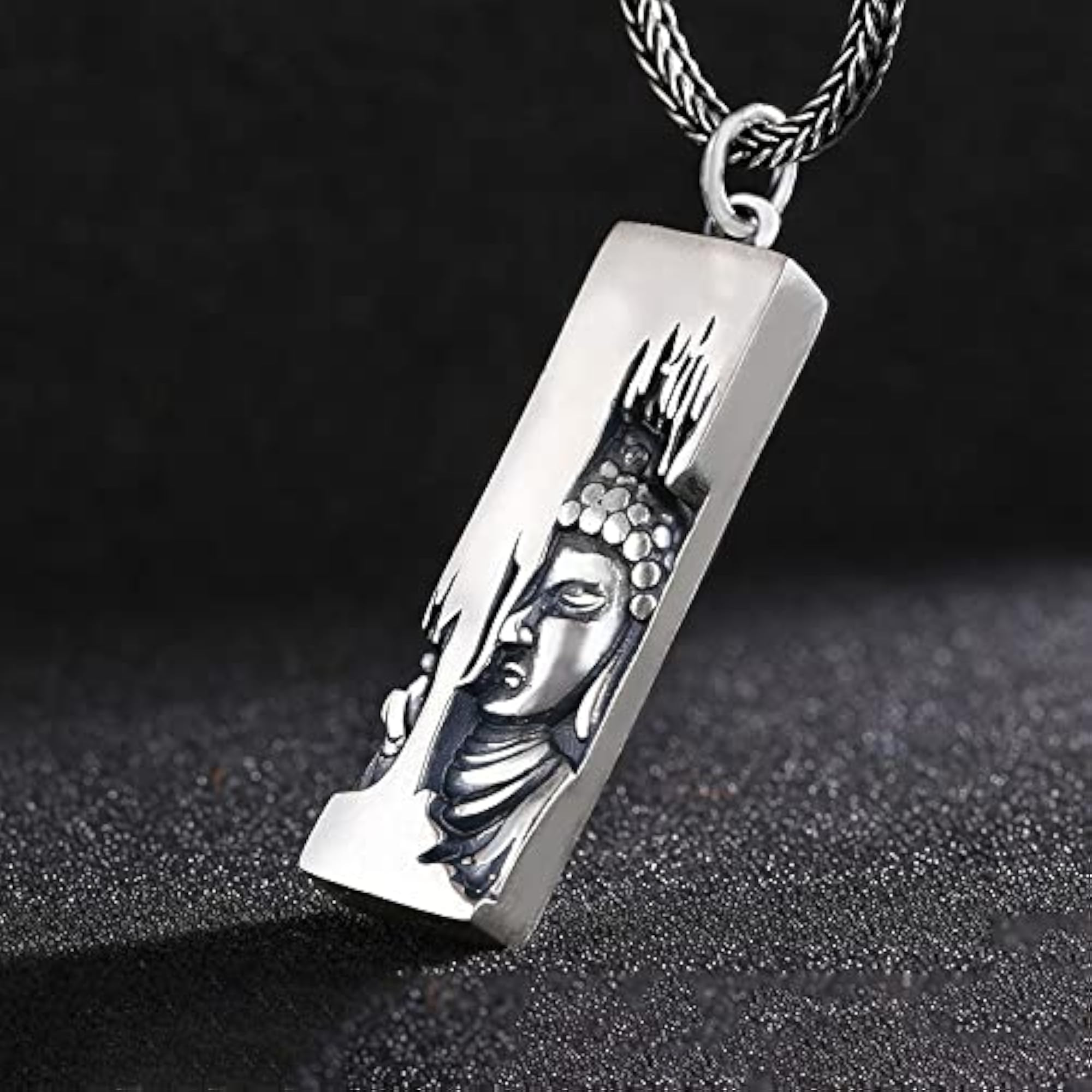 Silver Plated Tibetan Buddhism Buddha Pendant Chain