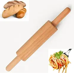 Rolo de Massa em Madeira Tradicional 43cm para abrir Massas de Pão, Pizza Pastel e Confeitaria Utensílio de Cozinha Profissional