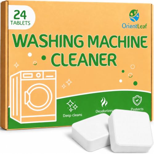 ORIENTLEAF Washing Machine Cleaner Tablets 24 Pack, Washer Machine Cleaner Tablets For HE Front Loader & Top Load Washer