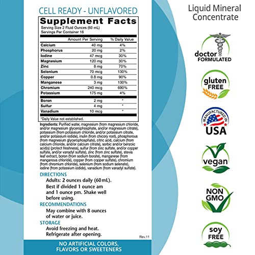 Liquid Ionic Multi Mineral Supplement (32Oz) Doctor Formulated. - Unflavored - Zero Calories. Zero Sugar. Keto Friendly. By Eniva Health. #TOP1