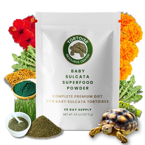 Tortoise Resource Center Baby Sulcata Food with Calcium - Human Grade Scientifically Formulated Diet for Healthy Growth - High Fiber Low Protein with Probiotics - 4 oz 30-Day Supply (Makes a