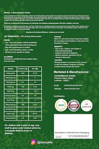 Image of Moringa Powder Organic India 1Kg, Pure Natural Moringa Leaves powder, Ayurvedic Superfood for Naturally Boost Energy Levels, Immunity, Boost Energy Level & Digestion