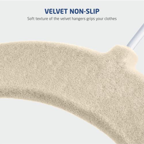 Zober Velvet Kids Hangers For Closet - Pack Of 30 Non Slip Childrens Hangers For Shirts, Pants & Dresses W/Swivel Hook - Durable Kids Clothes Hanger W/Notches - Small Hangers - Ivory #TOP6