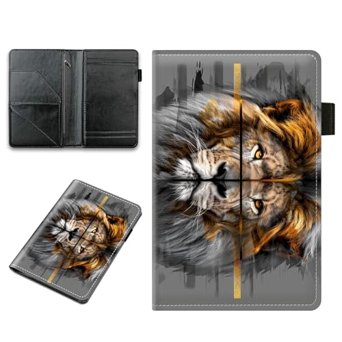 Server Book, PU Leather Server Books for Waitress, Waitress Book with Zipper, Waiter Book with 5 Large Pockets and 1 Pen Holder Fit Server Apron (Lion B)